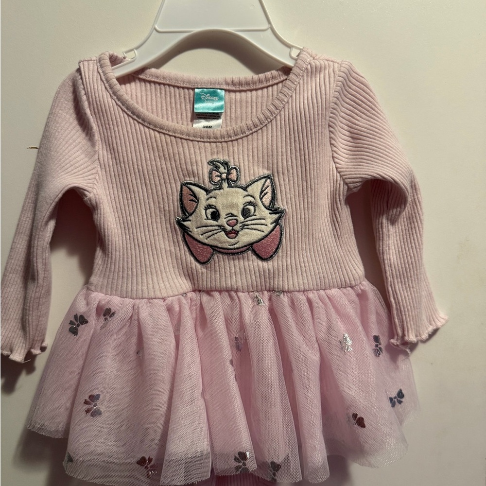 Disney Pink Marie Tulle Dress with Embroidered Kitten